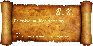 Birnbaum Krisztián névjegykártya